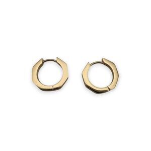 Chunky Huggie Hoops Earrings Angular Gold Plated Hexagonal Earrings
